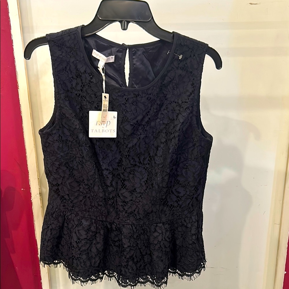 *Talbots Black Lace Sleeveless Top
